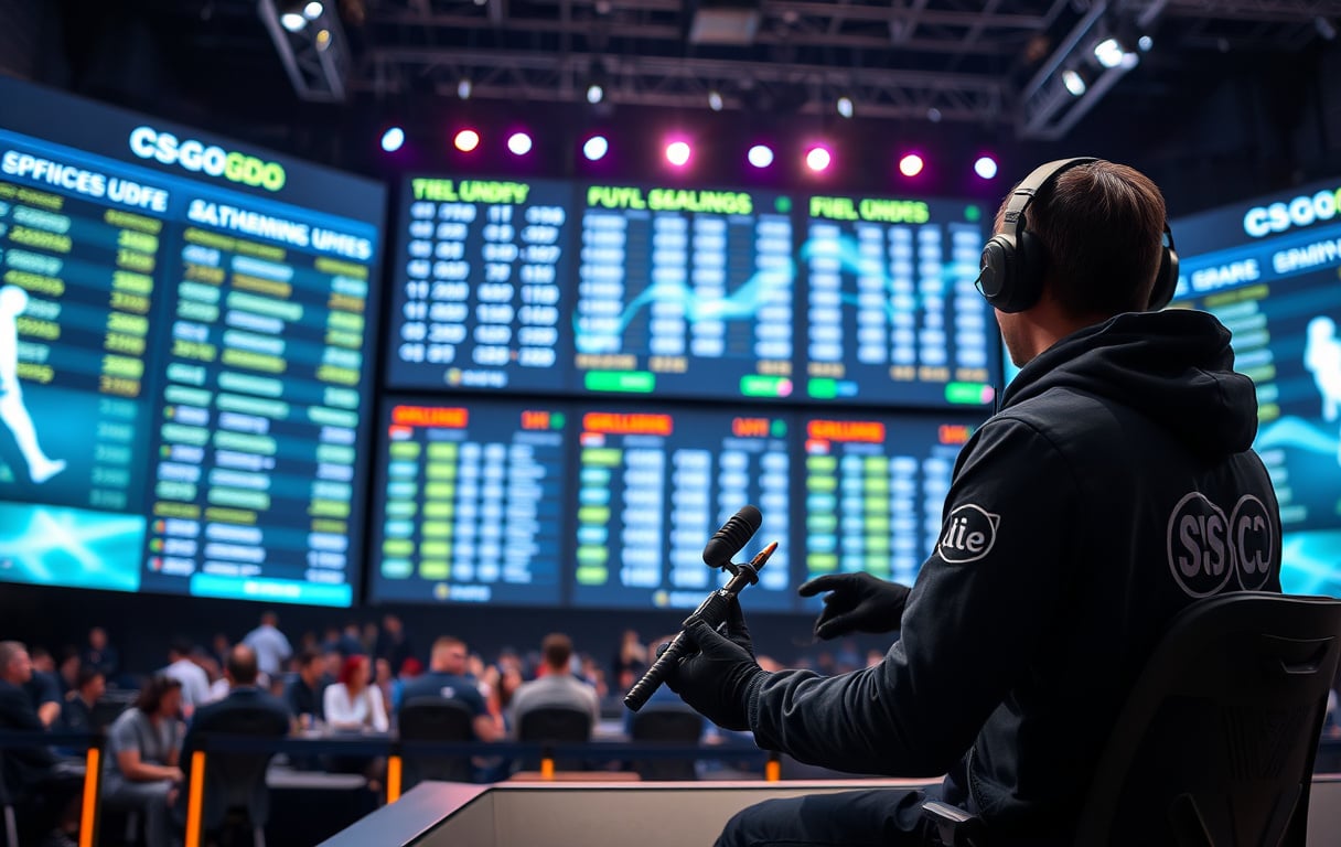 eSport spiller på scene med odds på skjermer